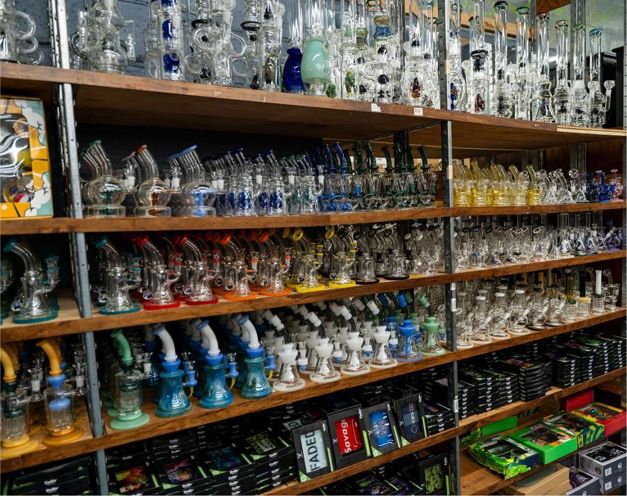 Fully stocked wholesale inventory, including smoke shop products, accessories, and retail supplies for Boston businesses.