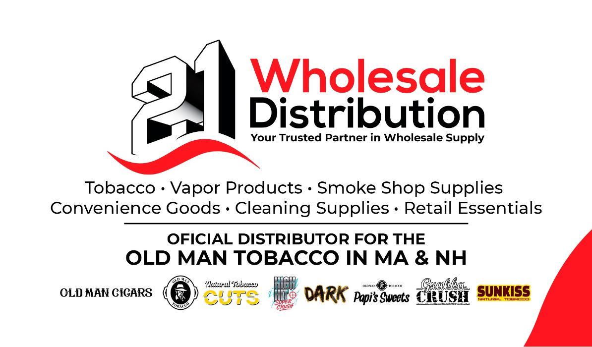 Wholesale supplier for smoke shops and retailers offering tobacco, cigars, and retail products in Massachusetts.