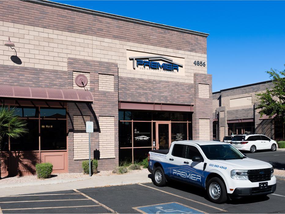A photo of the exterior of the Premier Design-Build-Remodel Mesa Showroom.