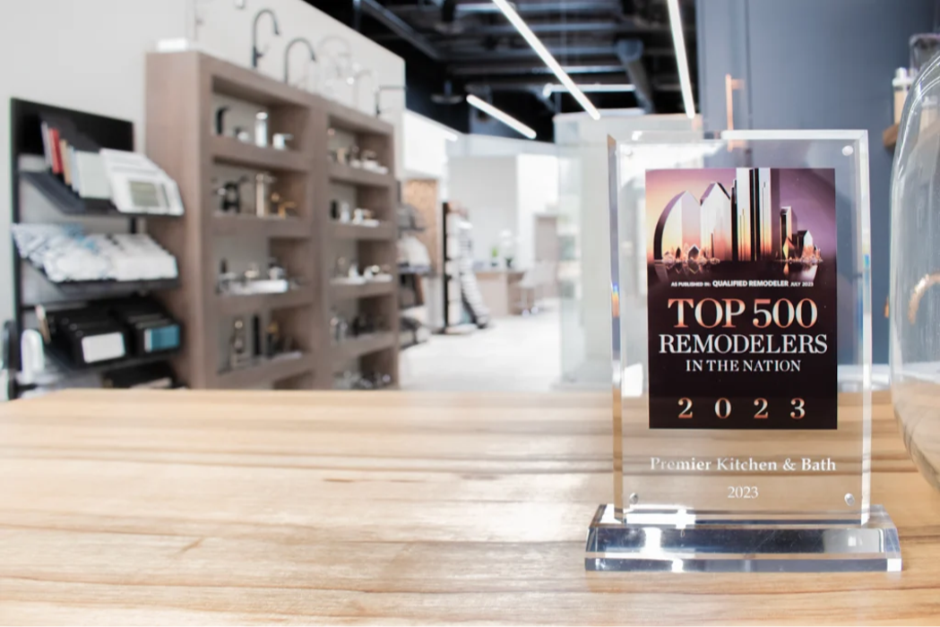 The Premier Design-Build-Remodel Scottsdale Showroom, showcasing the award for Top 500 Remodelers in the Nation.