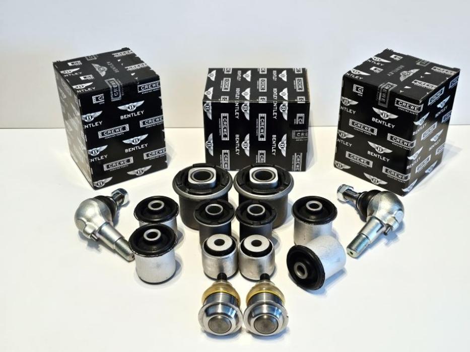 Complete Bentley suspension repair kit including control arms, bushings, and steering components. Genuine OEM replacement parts available from our Queens, NY inventory.