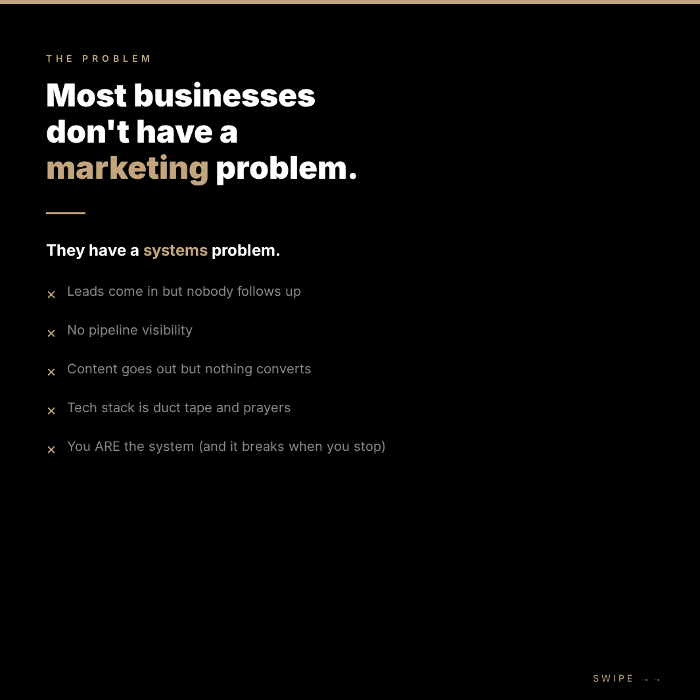 Most businesses don't have a marketing problem. They have a systems problem. BAMF builds the infrastructure that fixes it. CRM, automation, and AI solutions.