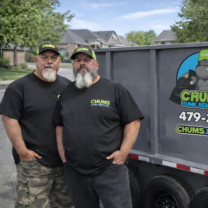 The Chums Junk Removal crew and truck serving Northwest Arkansas.