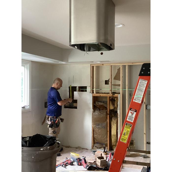 Kitchen renovation in progress by Post Services Inc, general contractor in Northfield, IL.