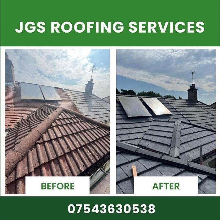 Re-roofing and solar panel work before and after