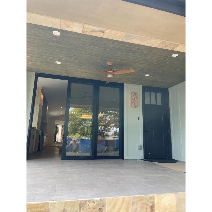 Ceiling fan and lighting installation in a San Diego home.