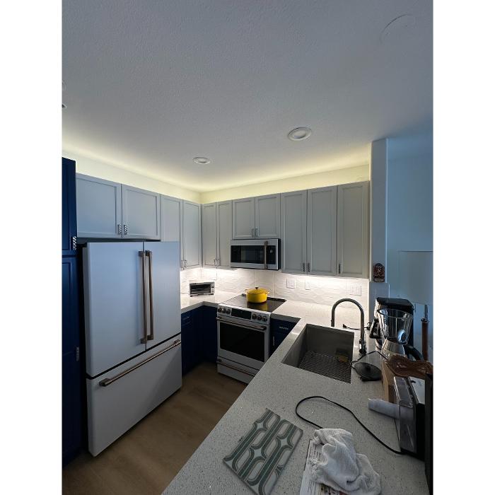 Finished kitchen electrical and lighting by Cbass Electric, San Diego.