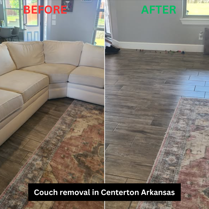 Before-and-aftercouch removal in Centerton, Arkansas