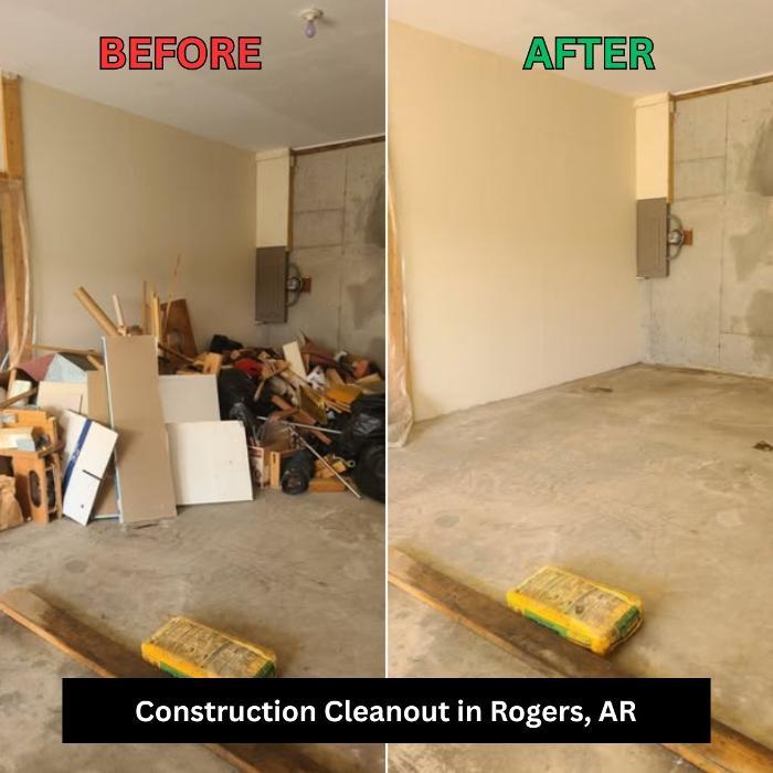 Before-and-after construction cleanup in Rogers, Arkansas