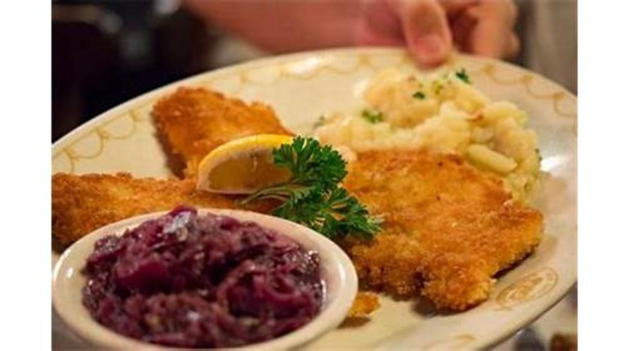 Wiener Schnitzel with Potato Salad and Red Cabbage 