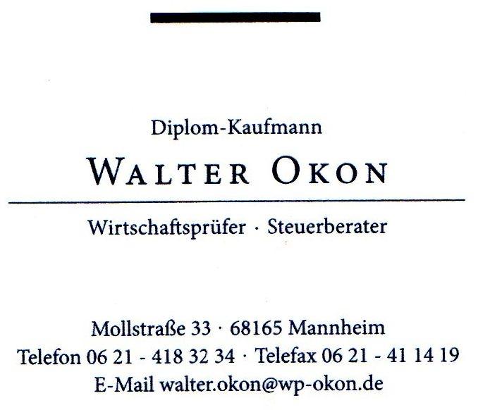 Walter Okon Wirtschaftsprüfer, Steuerberater Mannheim Walter Okon Wirtschaftsprüfer, Steuerberater Mannheim