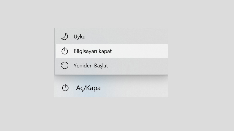 bilgisayarı kapatmak