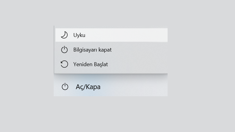 bilgisayarı kapatmak, uyku modu
