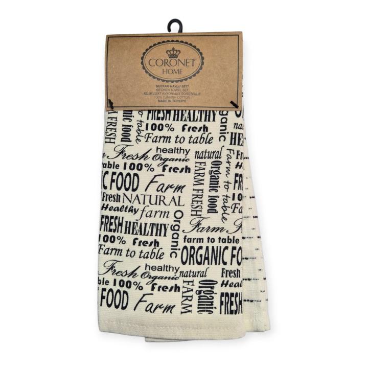 Комплекти рушників для кухні CORONET HOME Words 2 шт (Кремовий, 40х60)
