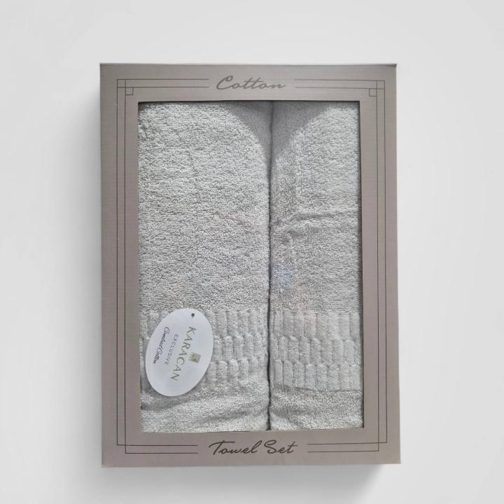 Набір рушників Karacan (Світло сірий, 50х90-1шт 70х140-1шт)