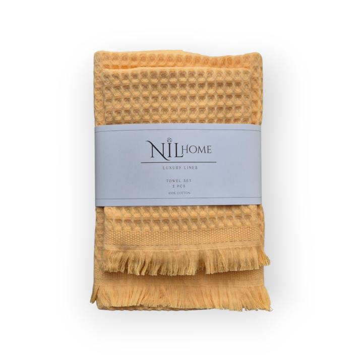 Набір з двох вафельних рушників NIL Home (Жовтий, 50х90 / 70х140)