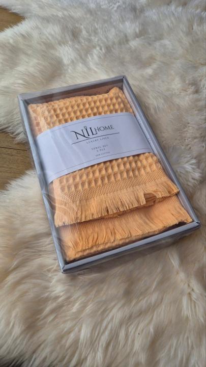 Набір з двох вафельних рушників NIL Home (Жовтий, 50х90 / 70х140)