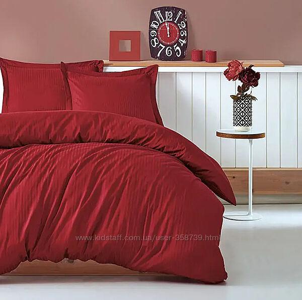 Постільна білизна Cotton Shine стреп сатин (Бордовий, 200х220)