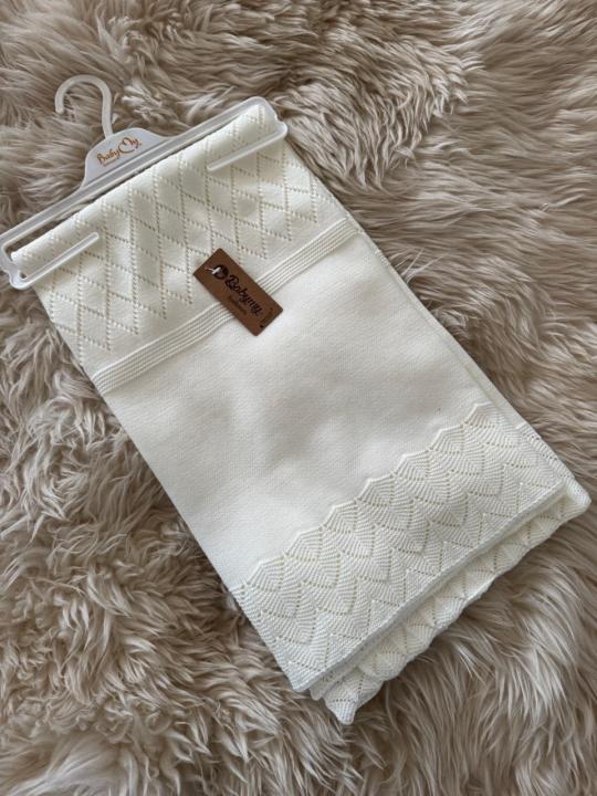 Плед вязаний дитячий (Молочний, 85*95)