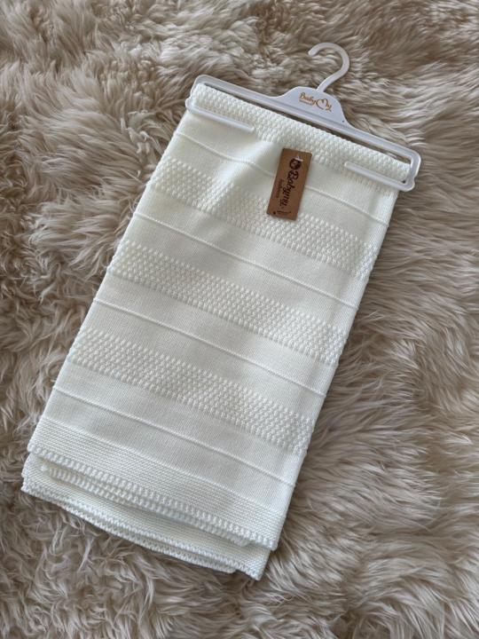 Плед дитячий в"язаний (Молочний, 85*95)