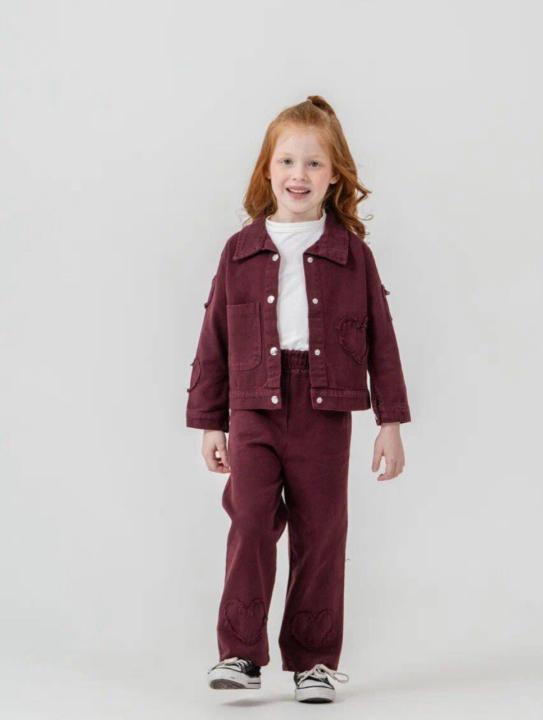 Костюм джинсовий для дівчат (Бордовий)