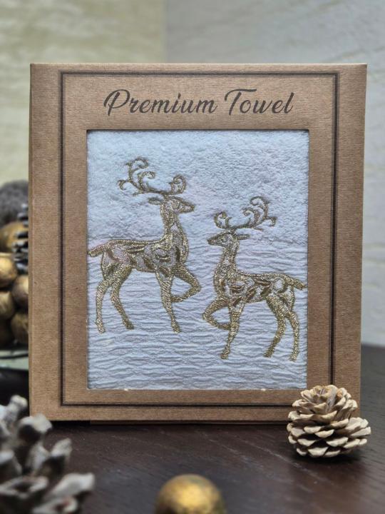 Рушник новорічни (Олені золоті, 50х80 - 1шт)