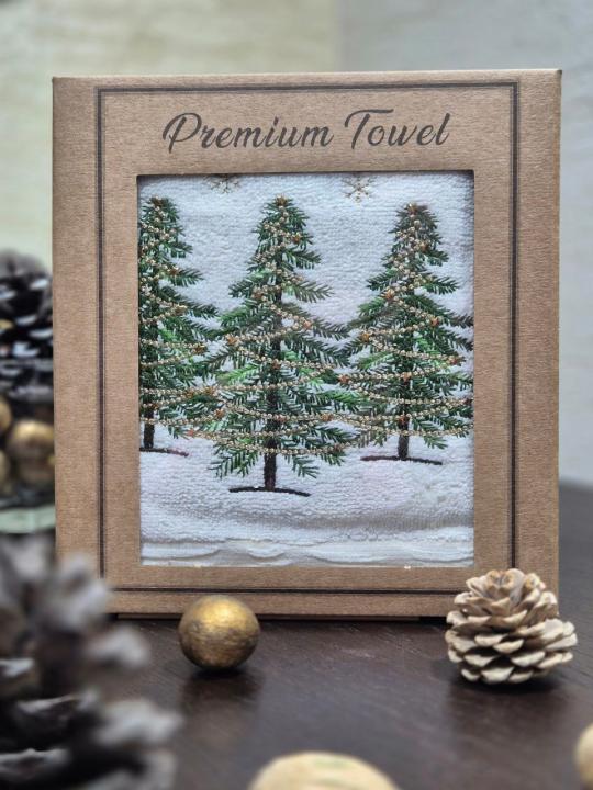 Рушник новорічни (Ялинки золоті, 50х80 - 1шт)