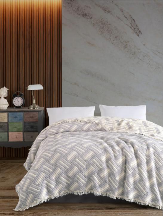 Покривало муслінове  Culha Home Colection (Ромби сірий, 230х250)