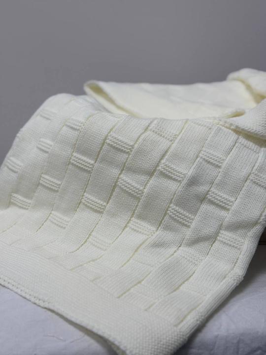 Плед дитячий в'язаний Story Baby (Молочний "плетіння", 90х90)