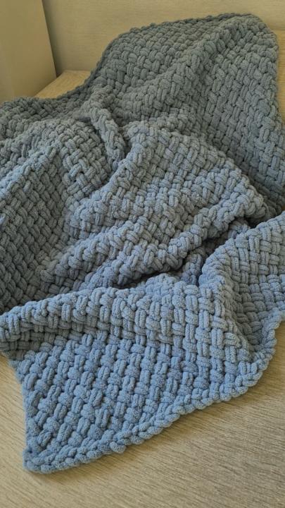 Плед в'язаний Handmade (Сірий, 100 х 150)