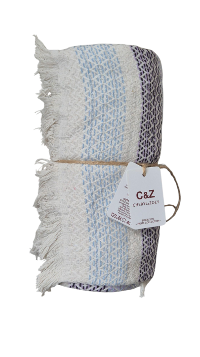 Плед котоновий C&Z BOHO (Фіолетовий, 200х230)