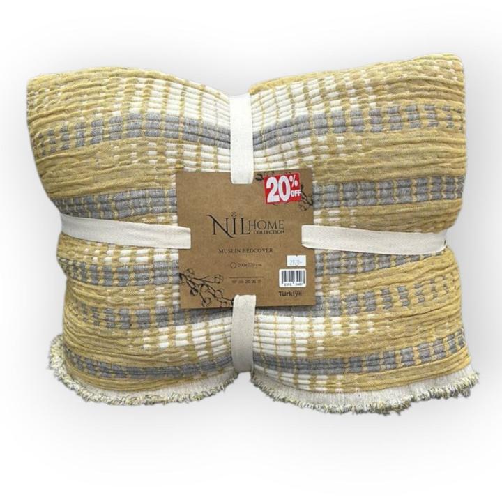 Покривало муслінове NIL Home (Гірчичний, 200х220)