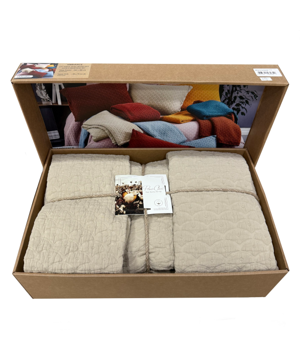 Покривало з двома наволочками варена бавовна Prima Casa (Бежевий, 240х260)