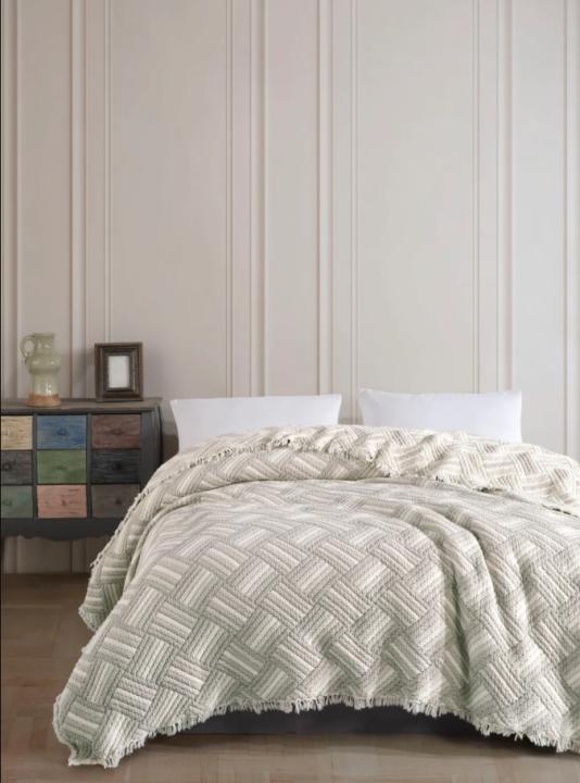 Покривало муслінове  Culha Home Colection (Ромби оливковий, 230х250)