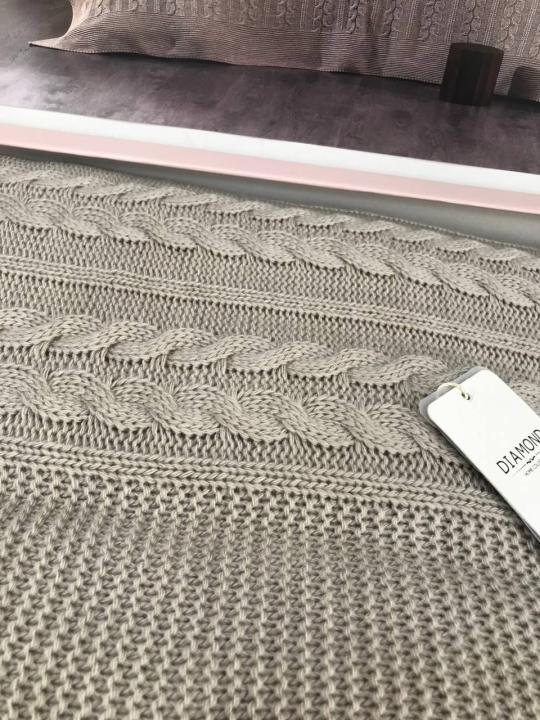 Покривало в'язане TM Diamond Mora (Темно бежевий, 220х240)