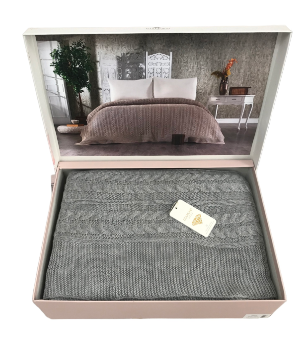 Покривало в'язане TM Diamond Mora (Сірий, 220х240)