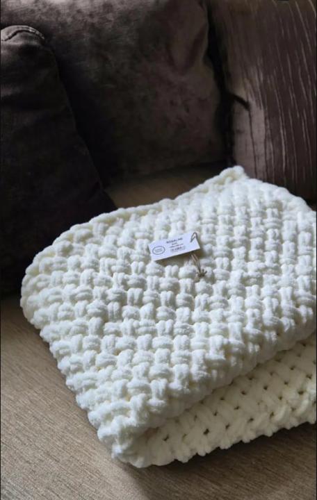 Плед в'язаний Handmade (Молочний, 100 х 150)