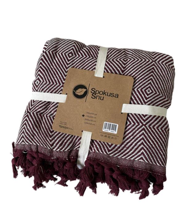 Покривало котонове Спокуса сну (Бордовий, 170х200)