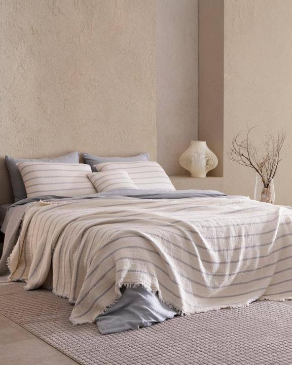 Комплект муслінової постільної білизни з покривалом Natural Collection (Сірий, 200х220)