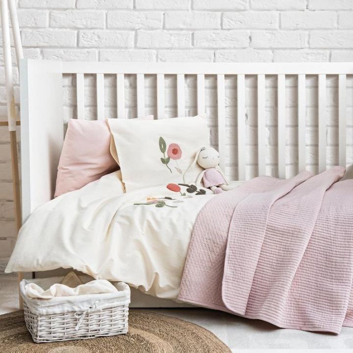 Постіль в дитяче ліжечко з пледом Saheser (Flower Garden рожевий, 100х150)