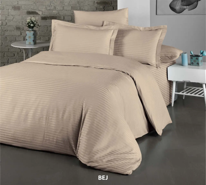 Постільна білизна Cotton Shine стреп сатин (Бежевий, 200х220)
