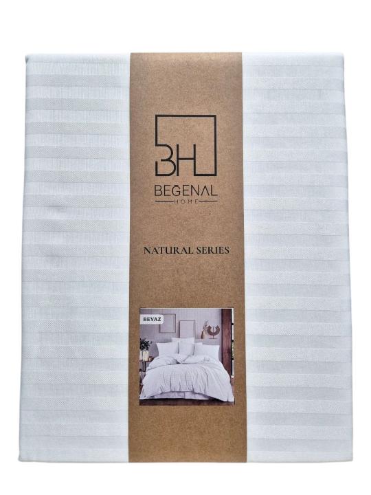 Постільна білизна Begenal страйп (Білий, Сімейний)