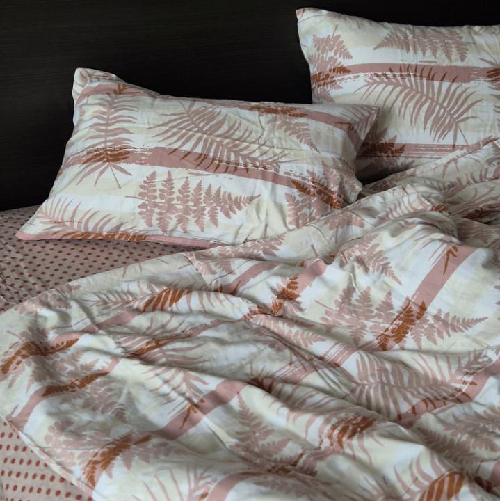 Постільна білизна фланель євро (Листок бежевий, 200х220)