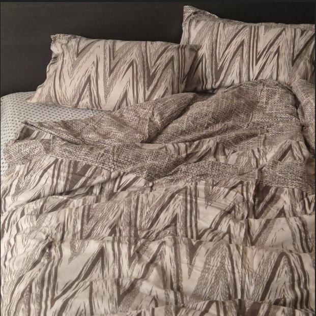 Постільна білизна фланель євро (Зіг-заг коричневий, 200х220)