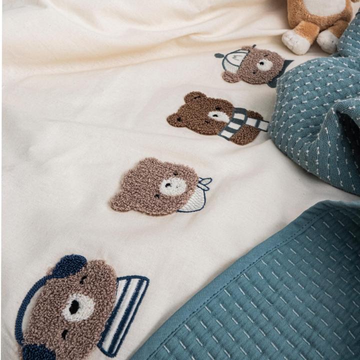 Постіль в дитяче ліжечко з пледом Saheser (MR Bear голубий, 100х150)