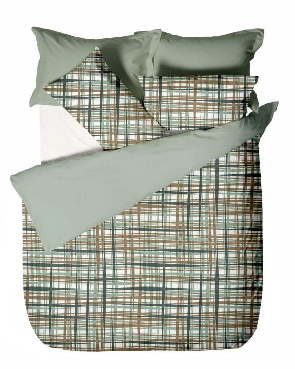 Постільна білизна фланель євро (Клітинка зелена, 200х220)