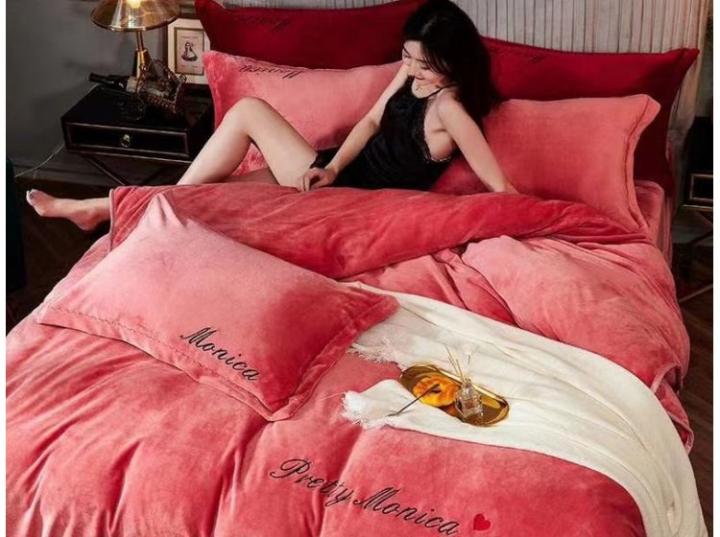 Постільна білизна Pretty Monica Велюрова (Кораловий, 200х220)