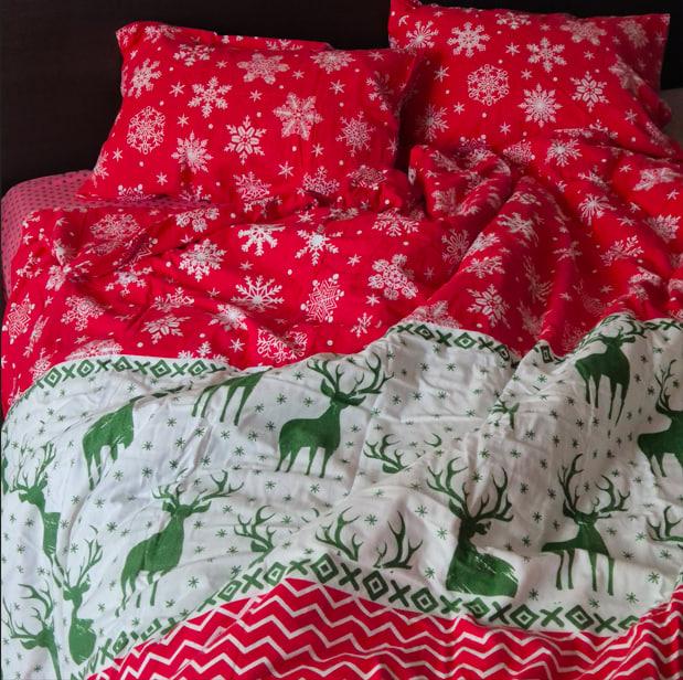 Постільна білизна фланель (Сніжинки, 200х220)