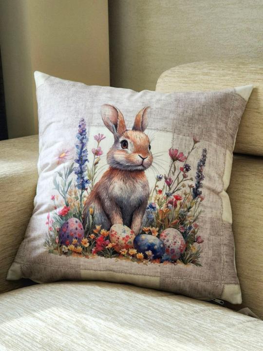 Наволочка  декоративна великодня (Зайчик з лавандою, 40х40)