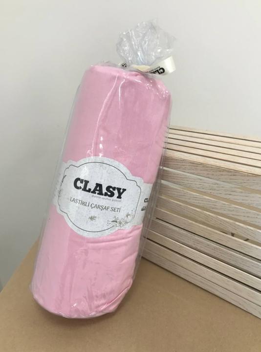 Простирадло на резинці з наволочками Clasy ранфорс (Рожевий, 160х200)